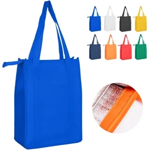 Zippered Non-Woven Tote Bag with Front Pocket