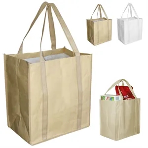 Heavy Duty Non Woven Grocery Tote Bag W/ Reinforced Handles