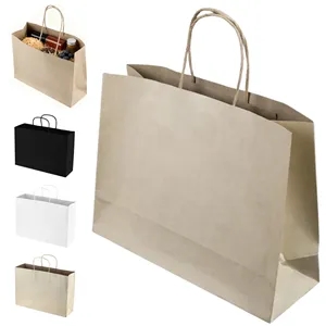 Recycled Kraft Paper Shopping Bag with Twisted Handles