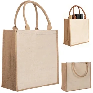 Eco Friendly Jute Tote Bag with Reinforced Handles