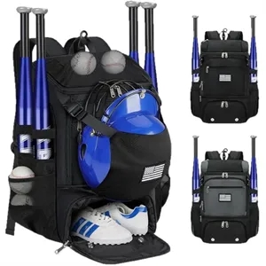30L Professional Baseball Gear Backpack W/ Dual Bat Holders