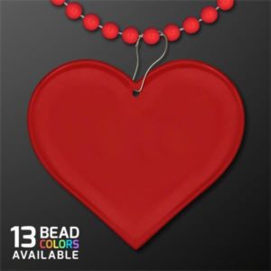 Red Heart Medallion with Beaded Necklace