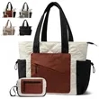 Nylon Color Block Tote Bag Set with Pouch for Everyday Use | https://www.bestnamebadges.com