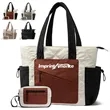 Nylon Color Block Tote Bag Set with Pouch for Everyday Use | https://www.bestnamebadges.com