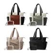 Nylon Color Block Tote Bag Set with Pouch for Everyday Use | https://www.bestnamebadges.com