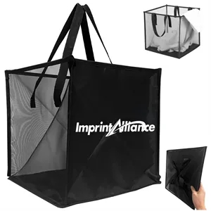 Foldable Square Mesh Laundry Hamper with Reinforced Handles