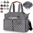 Large Capacity Patterned Diaper Tote Bag With Pacifier Pouch | https://www.bestnamebadges.com
