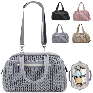 Elegant Quilted Twist-Pattern Waterproof Diaper Tote Bag