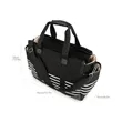 Large Capacity Striped Canvas Stroller Diaper Tote | https://www.bestnamebadges.com