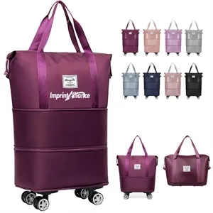 Expandable Rolling Travel Duffel Bag With Detachable Wheels