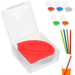 Reusable Silicone Straw Set with Foldable Design & Case
