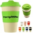 12 oz. Wheat Straw Travel Cup with Silicone Lid & Sleeve | https://www.bestnamebadges.com
