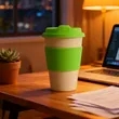 12 oz. Wheat Straw Travel Cup with Silicone Lid & Sleeve | https://www.bestnamebadges.com
