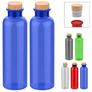 22 oz. Plastic Bottle with Cork Lid Reusable Drinkware