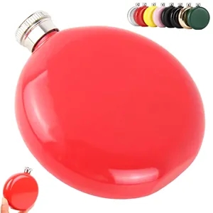 6 oz. Colorful Round Stainless Steel Flask with Logo
