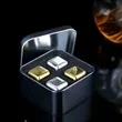 Stainless Steel Whiskey Stones Set in Metal Box with Logo | https://www.bestnamebadges.com