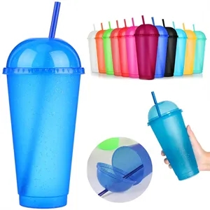 24 oz. Colorful Plastic Tumbler w/ Dome Lid & Straw