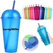 24 oz. Colorful Plastic Tumbler w/ Dome Lid & Straw | https://www.bestnamebadges.com