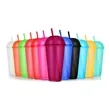 24 oz. Colorful Plastic Tumbler w/ Dome Lid & Straw | https://www.bestnamebadges.com