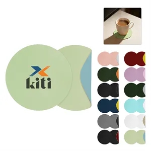4" Pu Leather Double Sided Color Round Drink Coaster