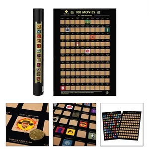 Custom Theme Top 100 Movies Scratch Off Poster 23.6"x16.5"
