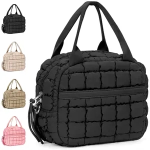 Quilted Insulated Lunch Bag with Dual Zippers