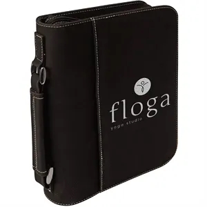 7 1/2" x 10 3/4" Black & Silver Leatherette Book/Bible Cover