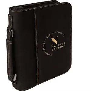 7 1/2" x 10 3/4" Black & Gold Leatherette Book/Bible Cover