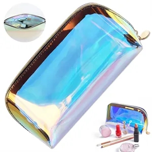 Iridescent Holographic PVC Makeup Pouch with Zipper