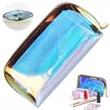 Iridescent Holographic PVC Makeup Pouch with Zipper | https://www.bestnamebadges.com