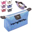 Patterned Nylon Dumpling Cosmetic Pouch W/ Leatherette Trim | https://www.bestnamebadges.com