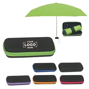37" Arc Telescopic Folding Travel Umbrella With Eva Case