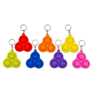 Silicone 3-Bubble Triangle Push Pop Keychain