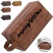 Classic PU Leather Toiletry Bag with Handle | https://www.bestnamebadges.com