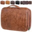 Large PU Leather Hanging Toiletry Bag with Handle | https://www.bestnamebadges.com