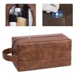 Classic PU Leather Toiletry Bag with Handle | https://www.bestnamebadges.com