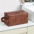 Classic PU Leather Toiletry Bag with Handle | https://www.bestnamebadges.com