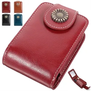 PU Leather Lipstick Case with Mirror and Snap Closure