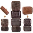 Large PU Leather Hanging Toiletry Bag with Handle | https://www.bestnamebadges.com