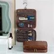 Large PU Leather Hanging Toiletry Bag with Handle | https://www.bestnamebadges.com