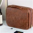 Large PU Leather Hanging Toiletry Bag with Handle | https://www.bestnamebadges.com
