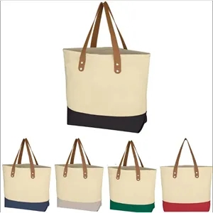 Color Block Canvas Tote Bag for Women