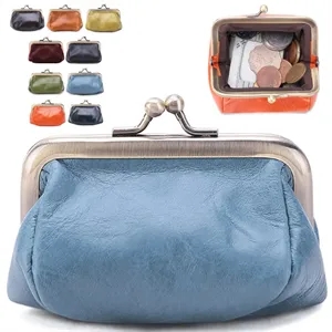 Vintage PU Leather Coin Purse with Metal Clasp