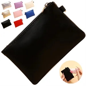 PU Leather Coin Purse with Zipper and Key Ring
