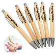 Natural Bamboo Retractable Ballpoint Pen | https://www.bestnamebadges.com