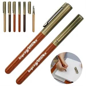Executive Vintage Style Natural Wood Brass Cap Pen