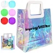 Holographic PVC Transparent Tote Bag with Leather Handle | https://www.bestnamebadges.com