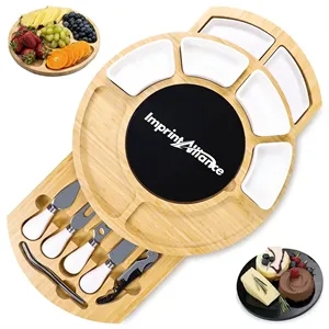 Bamboo Charcuterie Board Set With Slide-Out Cutlery Drawer