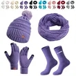 Premium Knit Winter Warmth Beanie Scarf Glove Sock Set | https://www.bestnamebadges.com