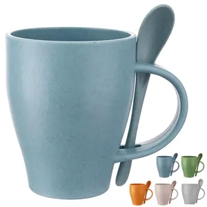 12oz. Wheat Straw Coffee Mug with Spoon and Handle